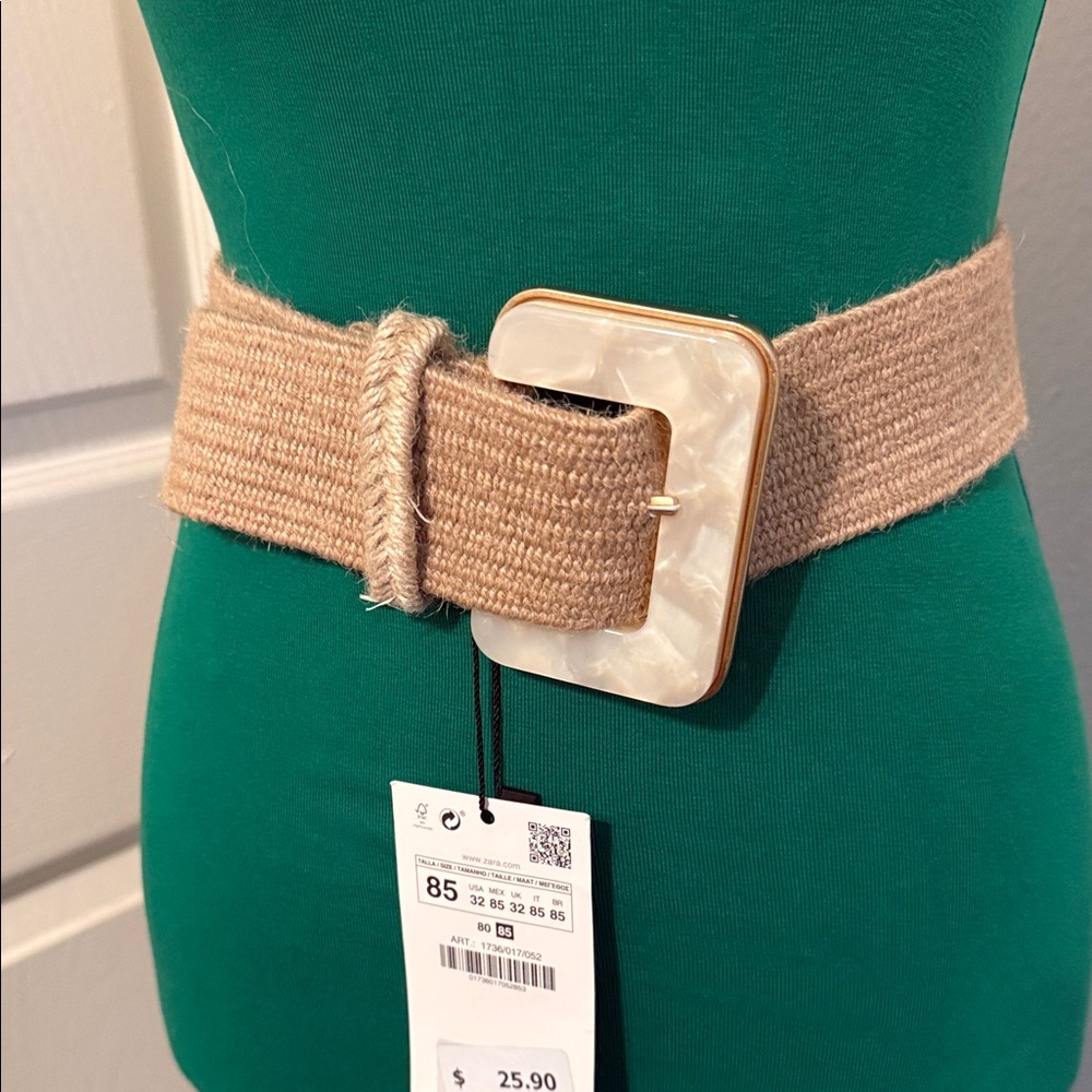 Zara Jute Belt with Acetate Buckle